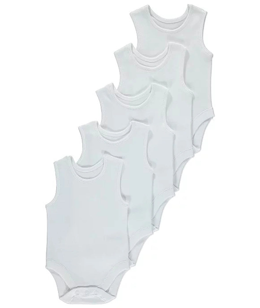 White Sleeveless Bodysuit 5 Pack