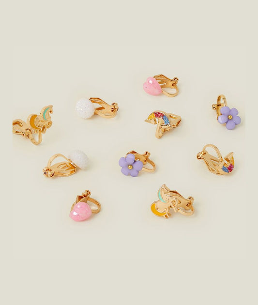 5-Pack Girls Unicorn Clip On Earrings – Image 2