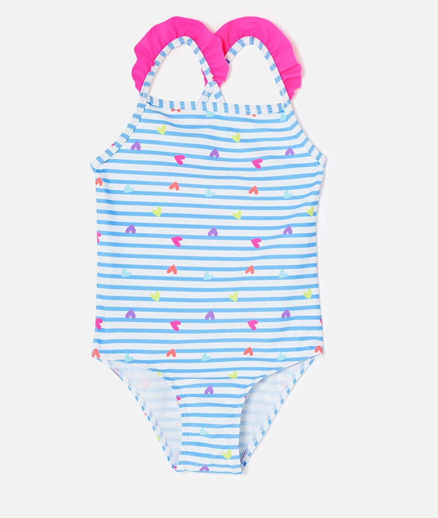 Girls heart print swimsuit multi