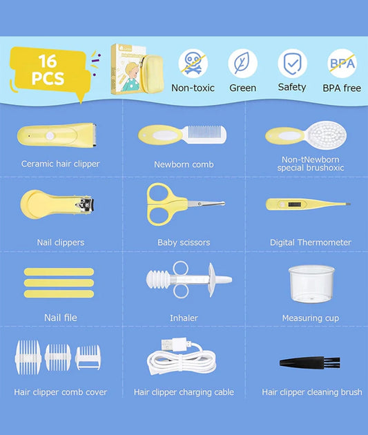 Baby Grooming Kit - Baby Hair Clipper, Baby Health Care Kit - 16PCS – Image 2