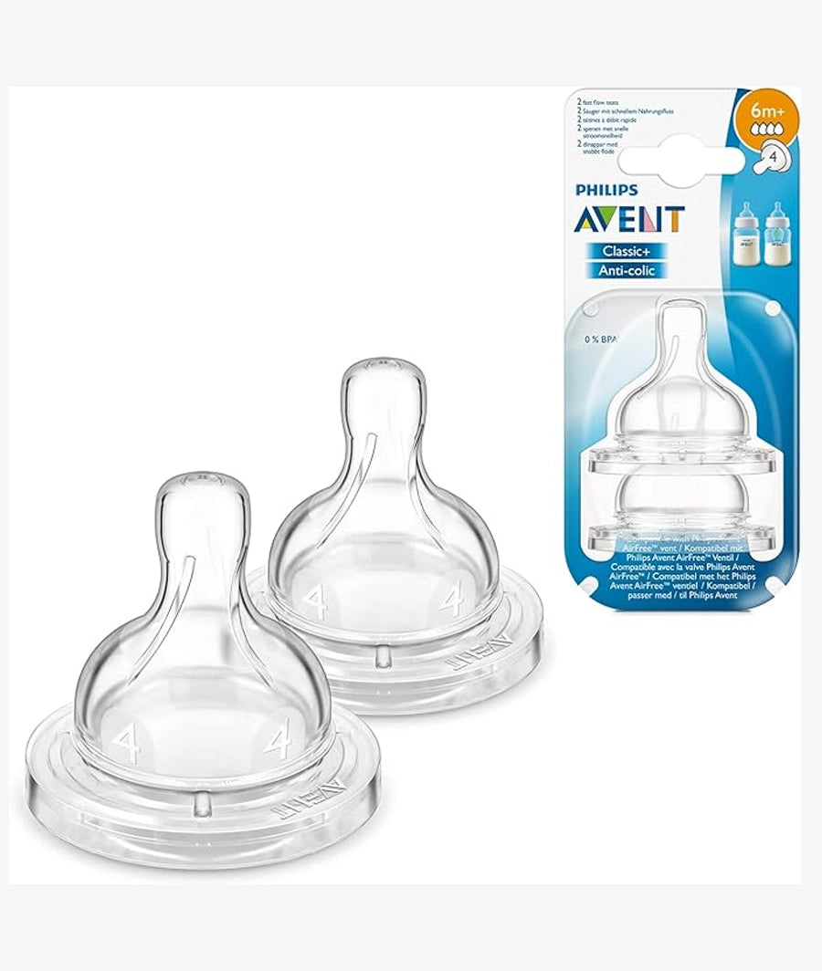 Avent 2 Teats 4 Holees with Fast Flow 6 Months and +