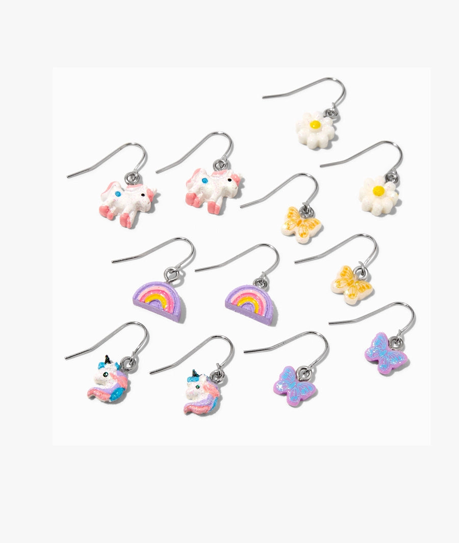 Pretty Unicorn 0.5" Drop Earrings - 6 Pack