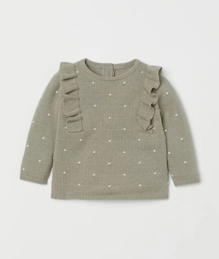 Flounced fine-knit jumper