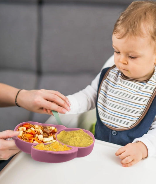 Toddler Plates, Pink Silicone Suction Divided Plate (pink) – Image 2