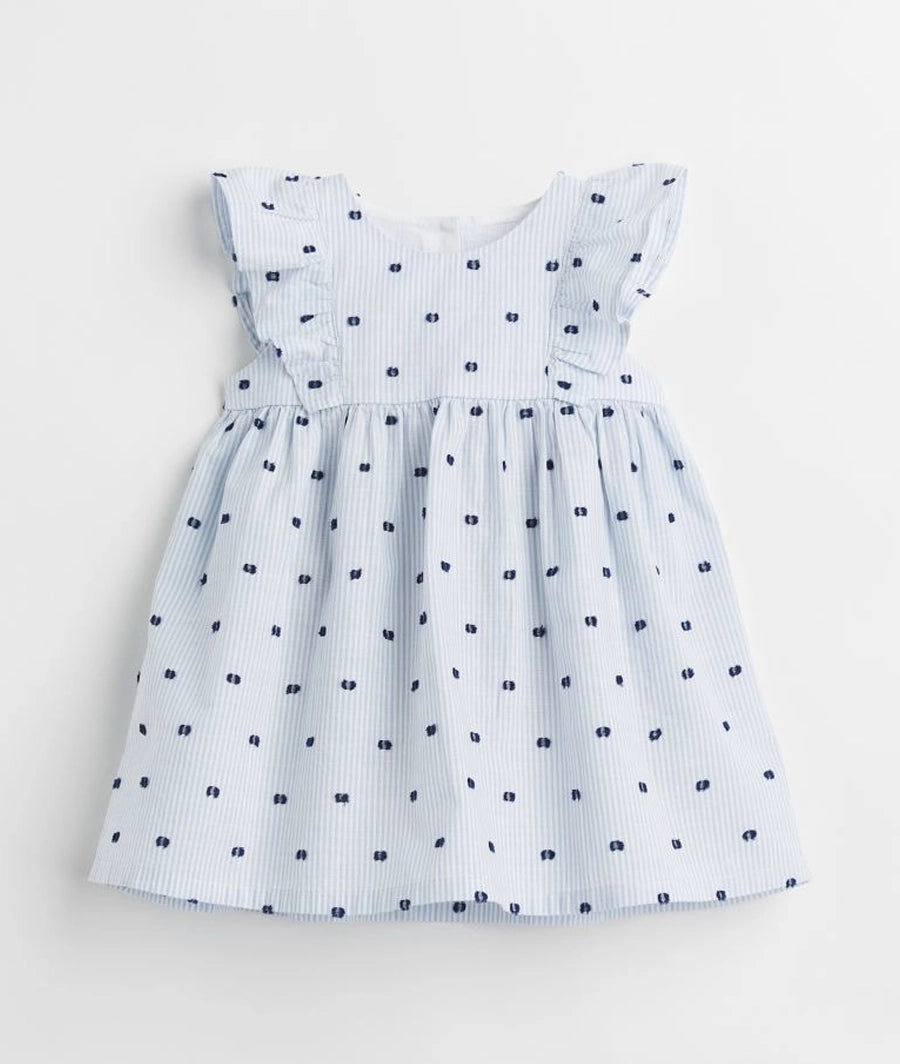 Flounce-trimmed cotton dress