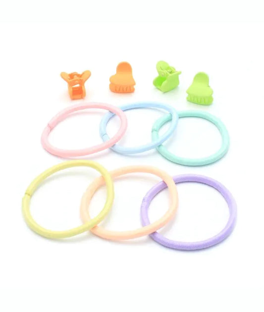 Pastel heart mini clamps & elastics set (4 mini clamps on a card with 6 elastics) – Image 2