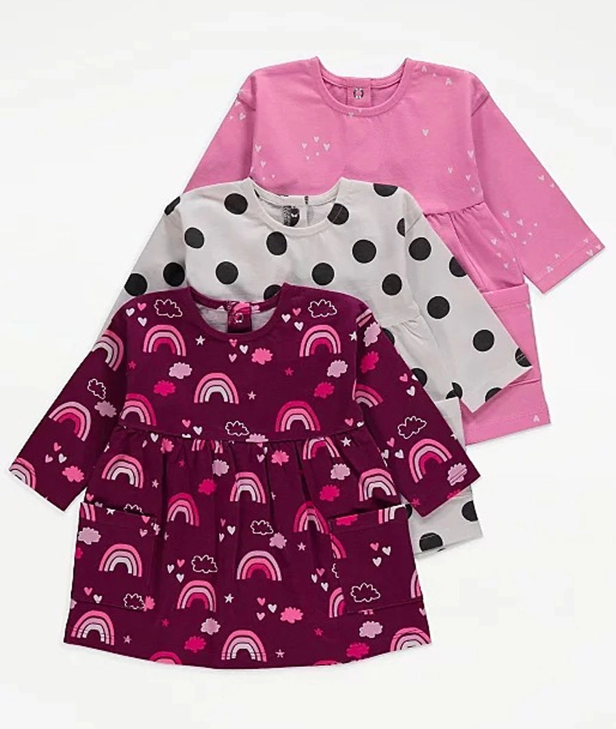 Plum Printed Empire Waist Dresses 3 Pack