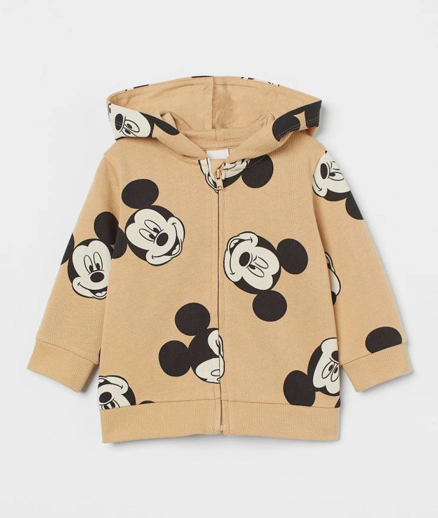 Patterned zip-through hoodie