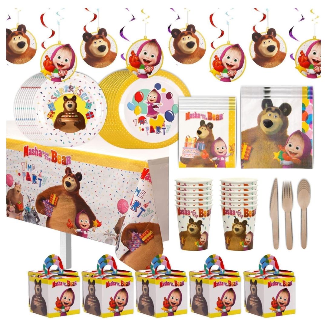 Masha and The Bear Party In A Box Cartoon Birthday Favor Boxes Decor Mighty Mojo – Image 8