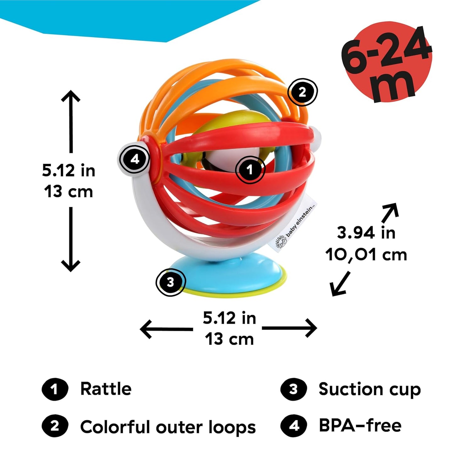 Baby Einstein Sticky Spinner BPA-free High Chair Activity Toy, Ages 3 Months+ – Image 8