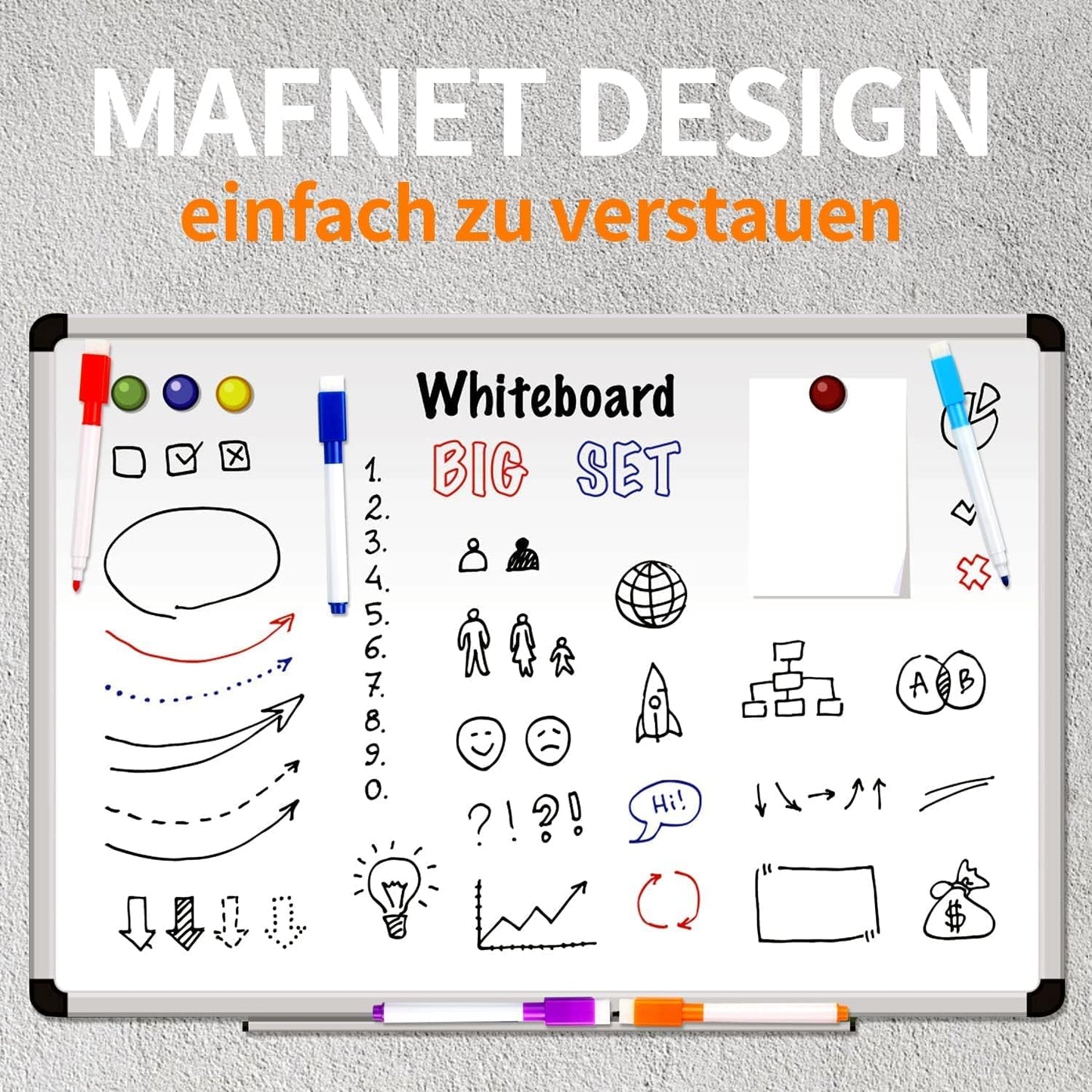 Whiteboard Markers/Pen and Eraser set for Kids, 9 Piecs