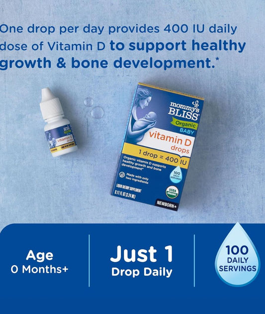 Mommy's Bliss Organic Drops No Artificial Color, Vitamin D, 0.11 Fl Oz – Image 2