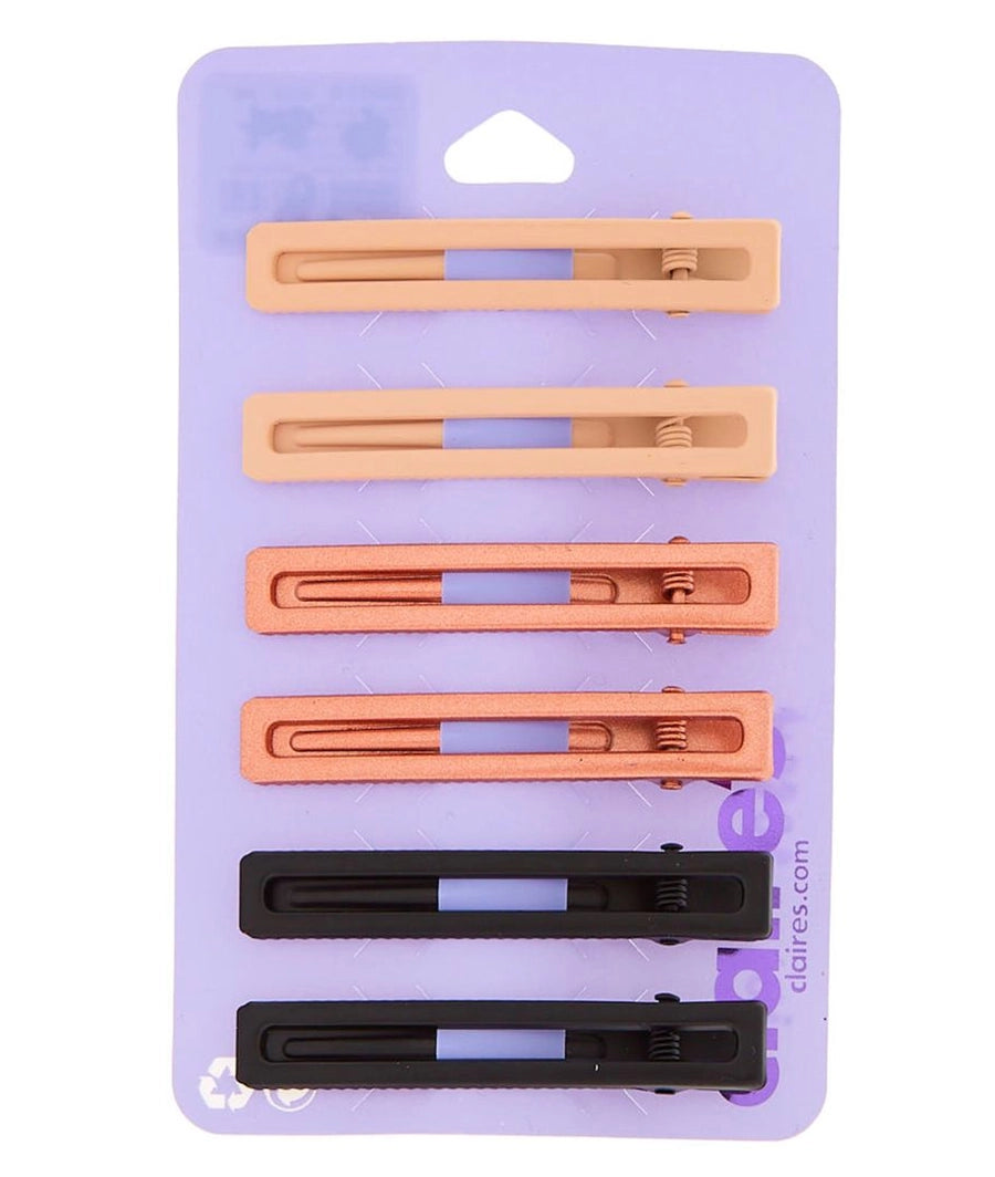 Rectangle Matte Neutral Hair Clips - 6 Pack
