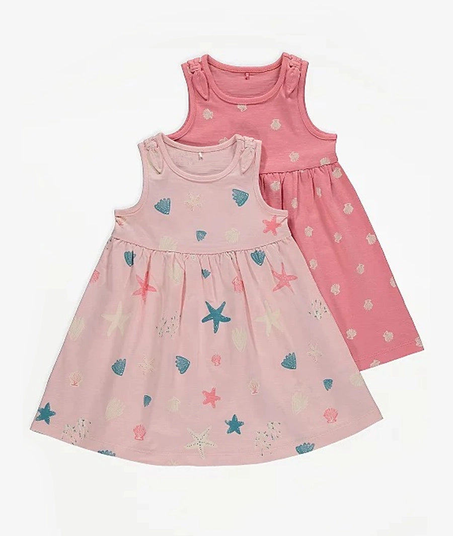 Pink Shell Print Jersey Dresses 2 Pack