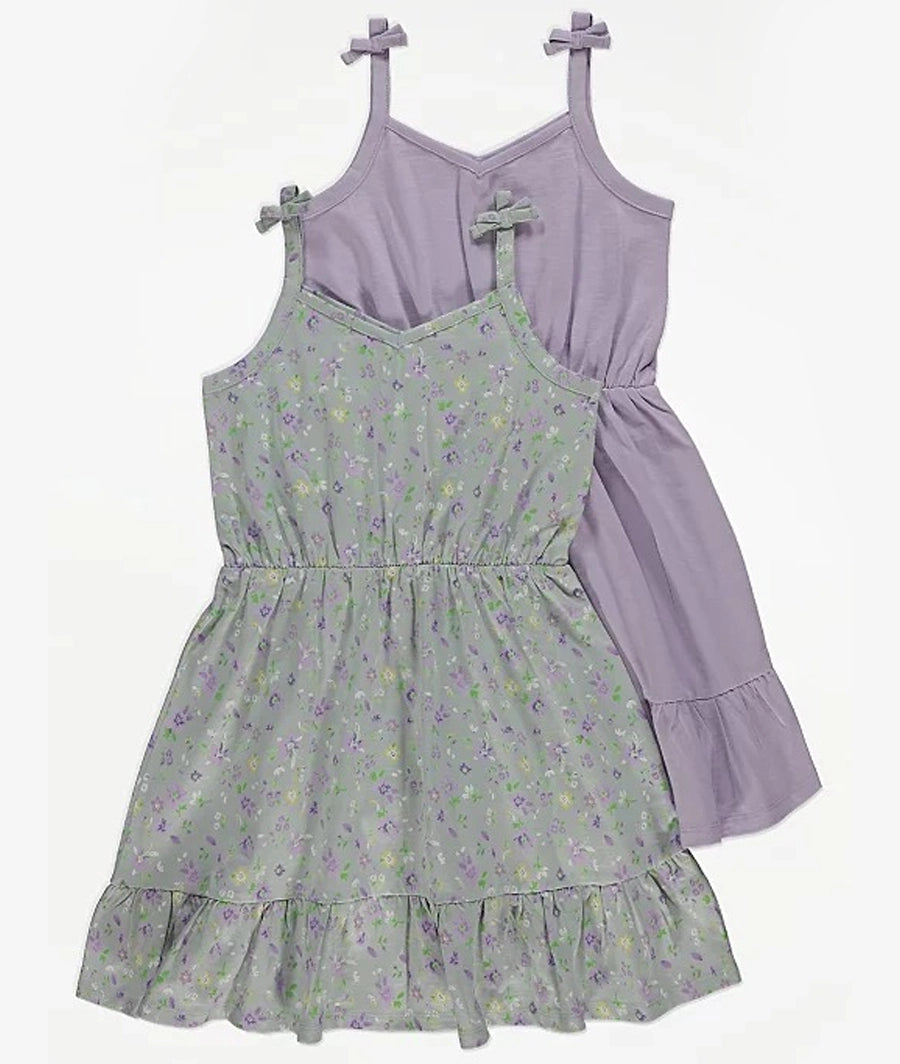 Bow Shoulder Tiered Jersey Dresses 2 Pack