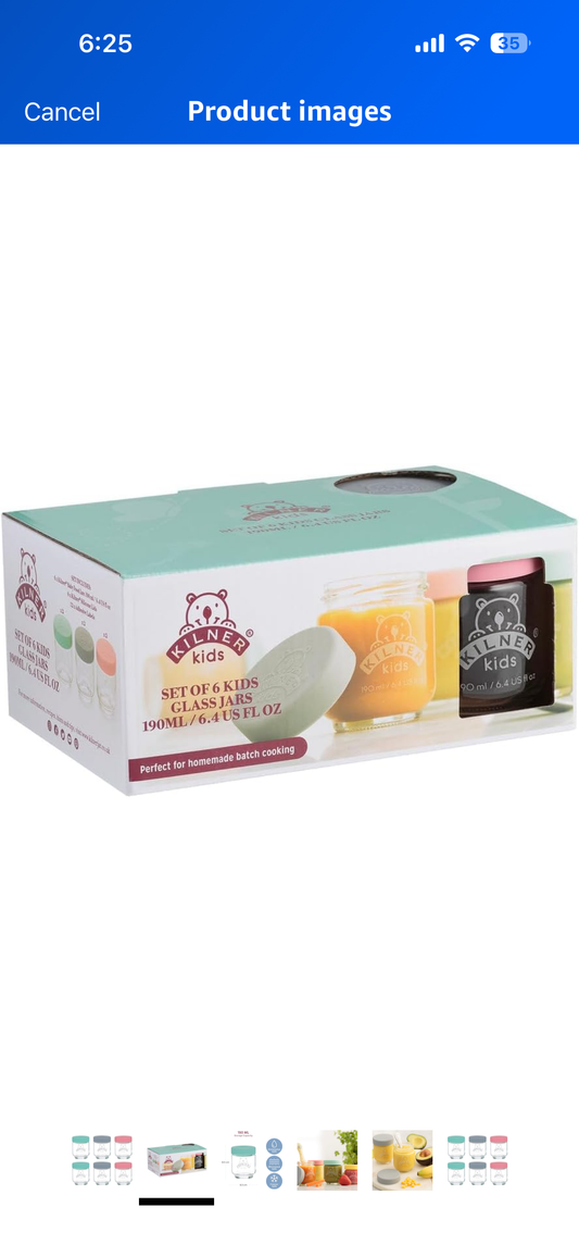 Kids Glass Baby Food Jars Set of 6 x 190ml