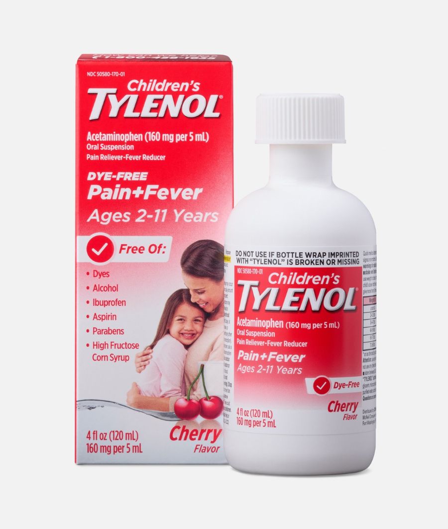 Children's Tylenol Pain & Fever Reducer Liquid, Dye-Free Cherry, 4 oz