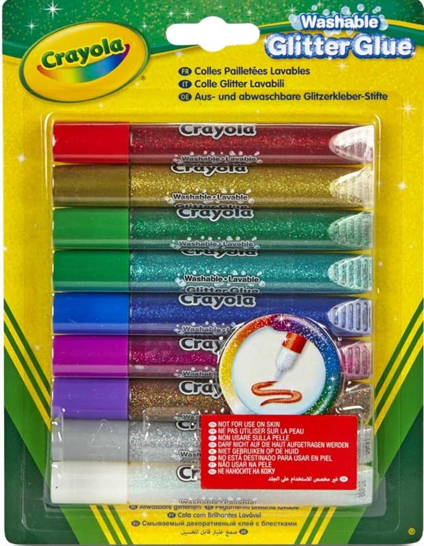 CRAYOLA 9 WASHABLE GLITTER GLUE 3Yrs+