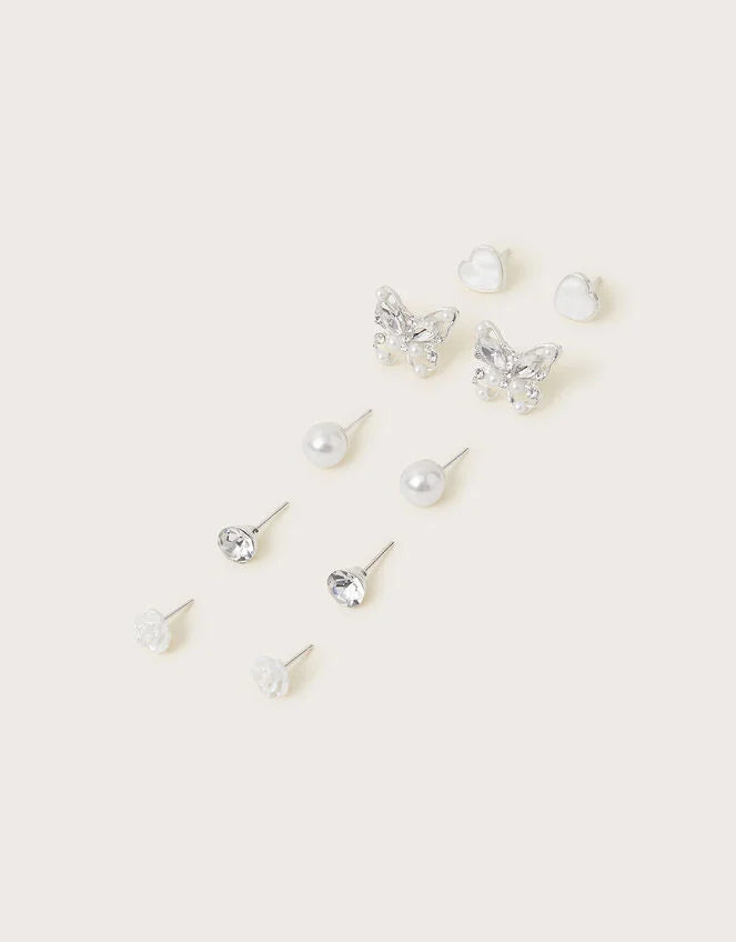 5-Pack Bridesmaid Pearl Stud Earrings – Image 2