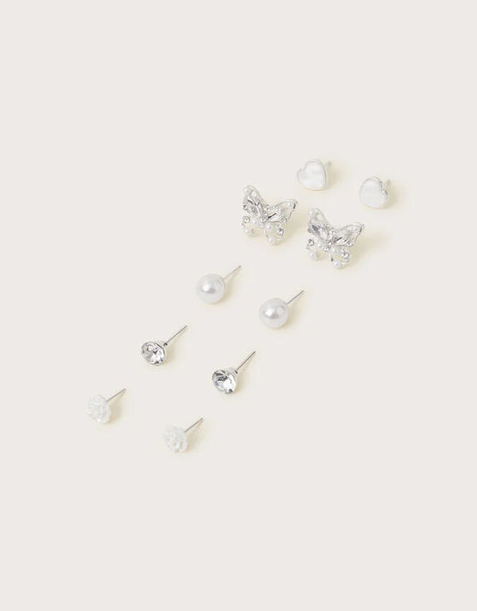 5-Pack Bridesmaid Pearl Stud Earrings – Image 2