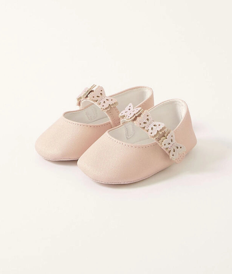 Shimmer butterfly booties pink