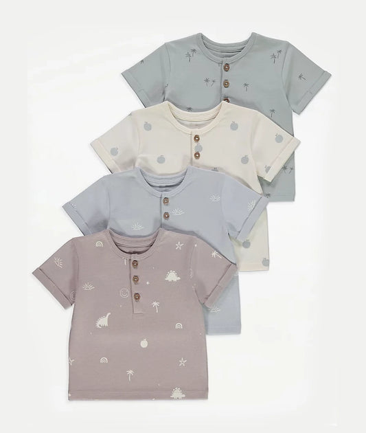 Neutral Pastel Mini Print T-Shirts 4 Pack