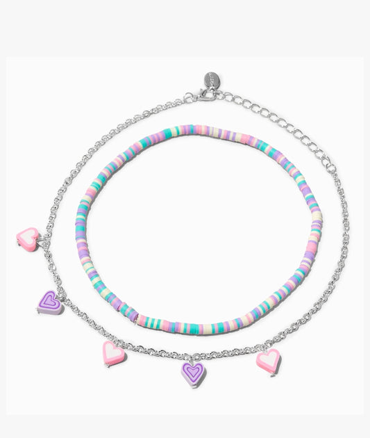 Claire's Club Fimo Clay Pastel Heart Necklace Set - 2 Pack