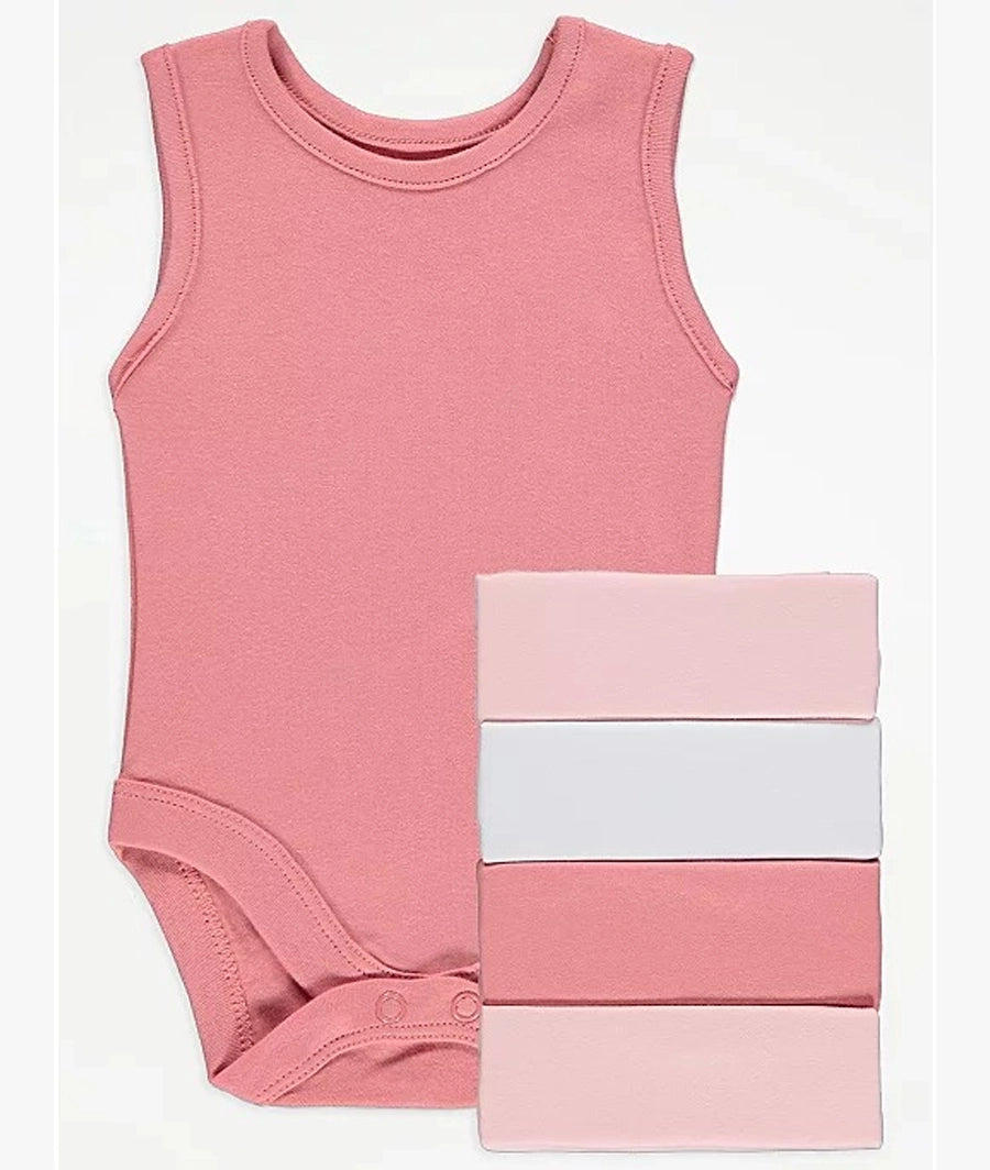 Pink Sleeveless Bodysuits 5 Pack