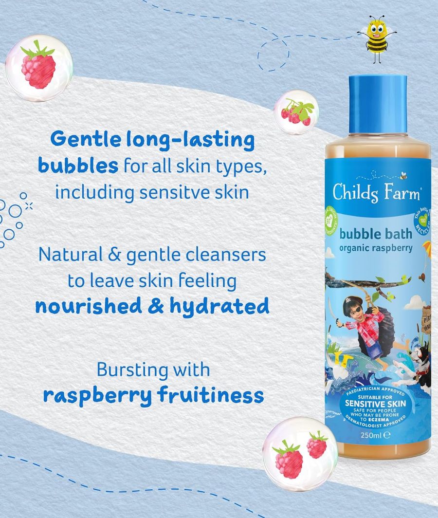 Childs Farm | Kids Bubble Bath 500ml | Organic Raspberry – Image 3