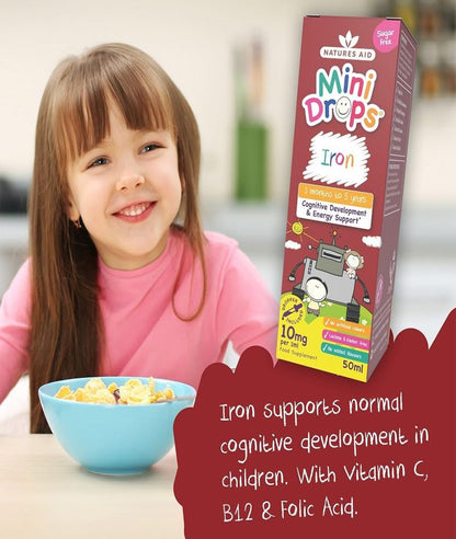 Natures Aid Iron Mini Drops for Infants and Children, Cognitive Development, Sugar Free, 50 ml – Image 2