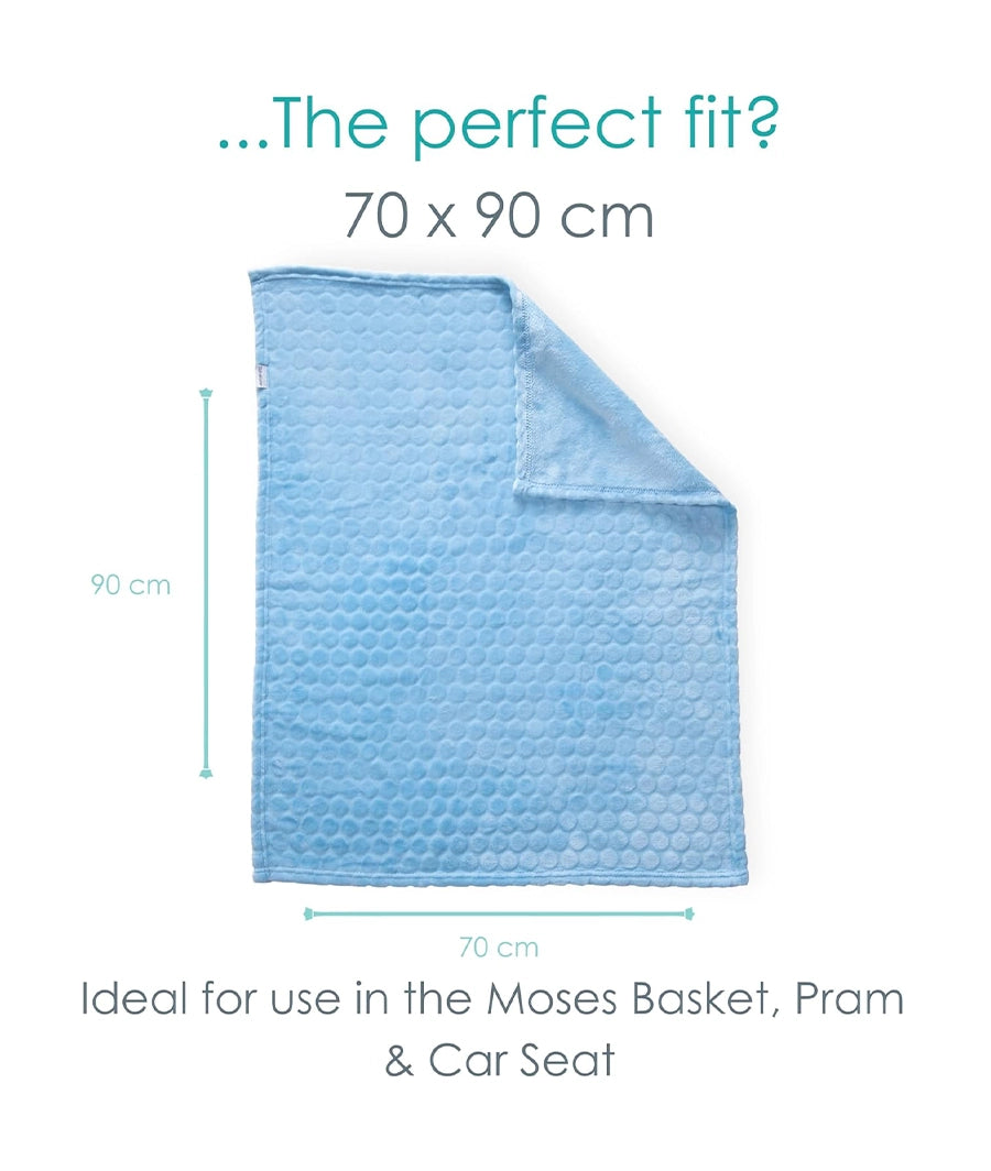 Marshmallow Soft Baby Pram Blanket 90 x 70 cm (Blue) – Image 3