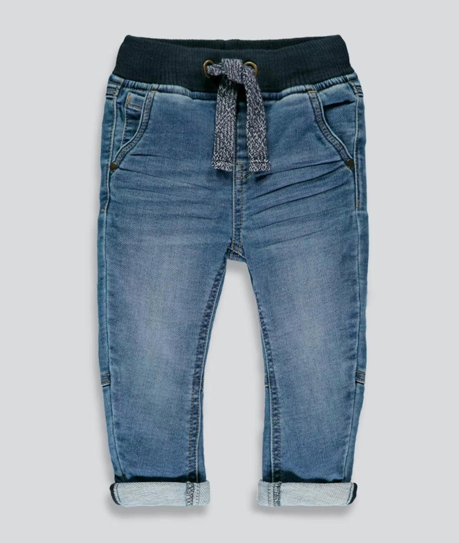 Boys Blue Ribbed Waist Jeans