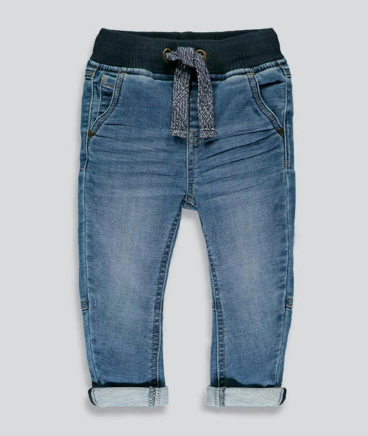 Boys Blue Ribbed Waist Jeans