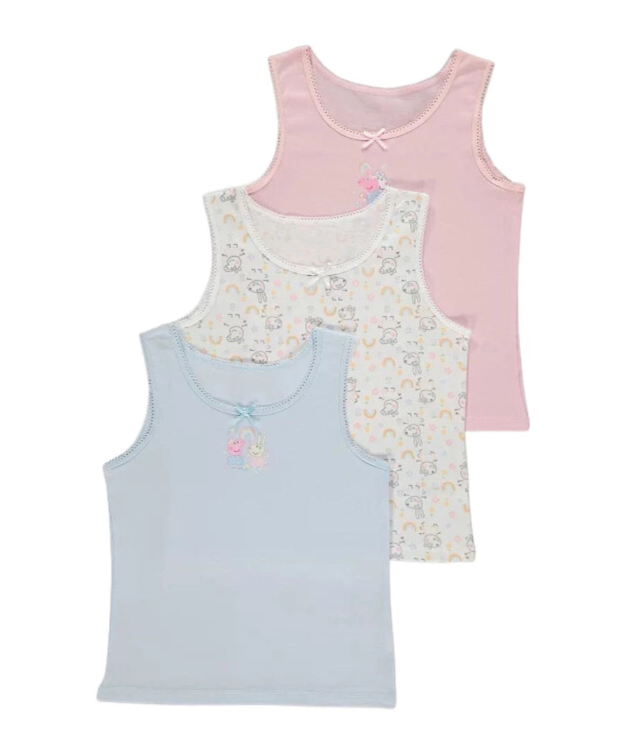 Peppa Pig Character Print Pastel Vests 3 Pack