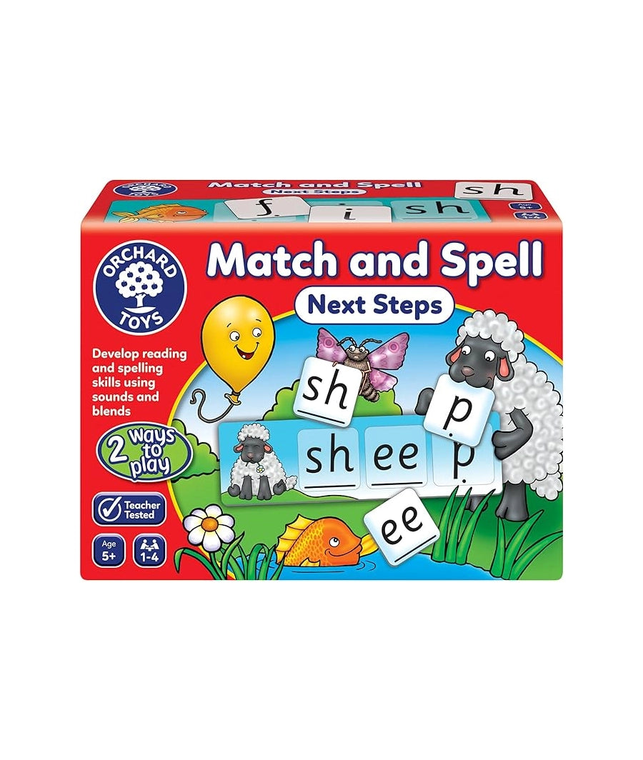 Orchard Toys Match and Spell Next Steps, Educational Spelling Game Age 5+, Helps Teach Phonics and Word Building using Sounds and Blends