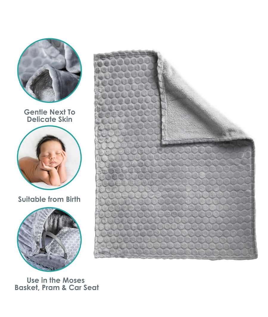 Marshmallow Soft Baby Pram Blanket 90 x 70 cm (Grey) – Image 4