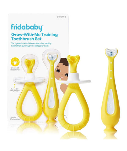 Grow-with-Me Training Toothbrush Set | Infant to Toddler Toothbrush Oral Care for Sensitive Gums by Frida Baby