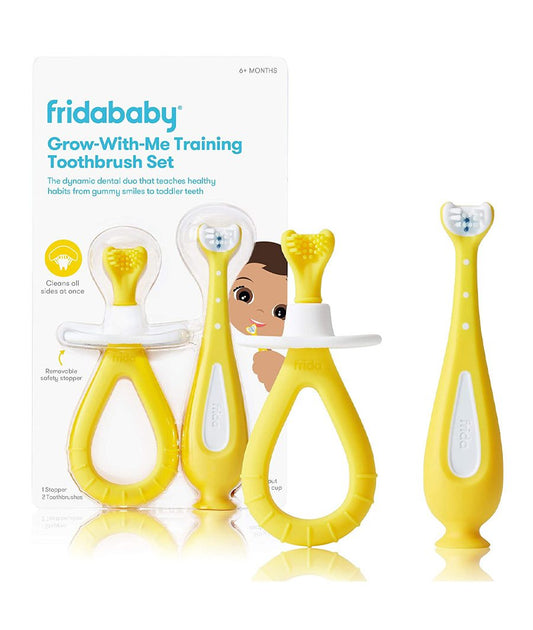 Grow-with-Me Training Toothbrush Set | Infant to Toddler Toothbrush Oral Care for Sensitive Gums by Frida Baby