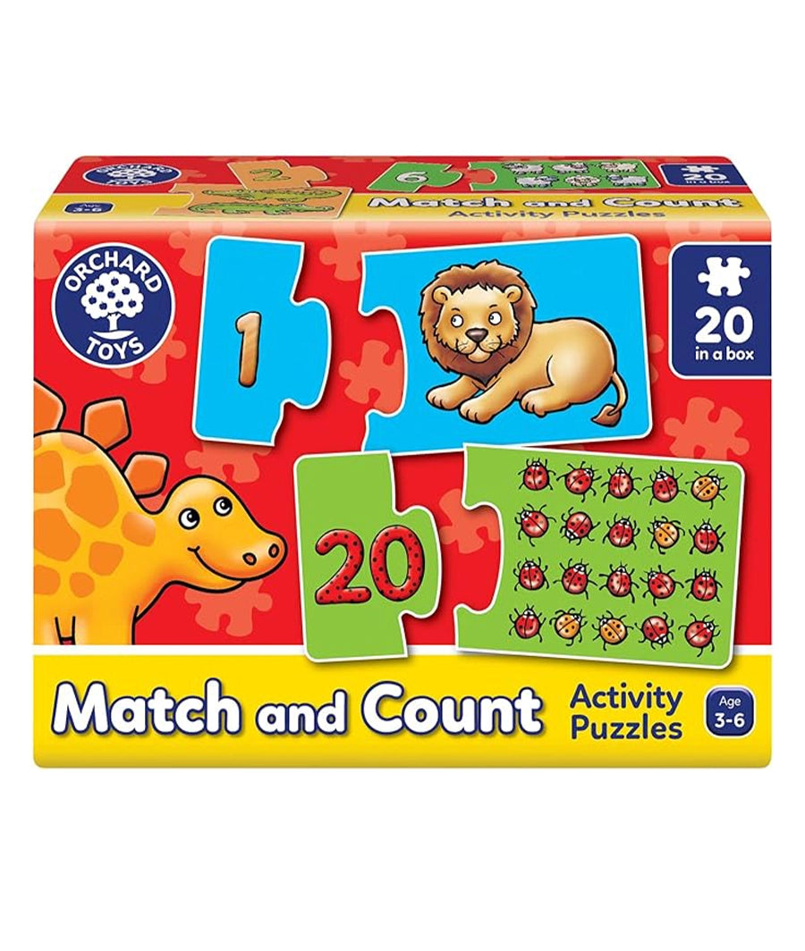 Orchard Toys Match and Count Jigsaws, Learn to Count from 1-20, Match Number and Picture, 20 in a Box, Educational, Number Skills for Kids Age 3+