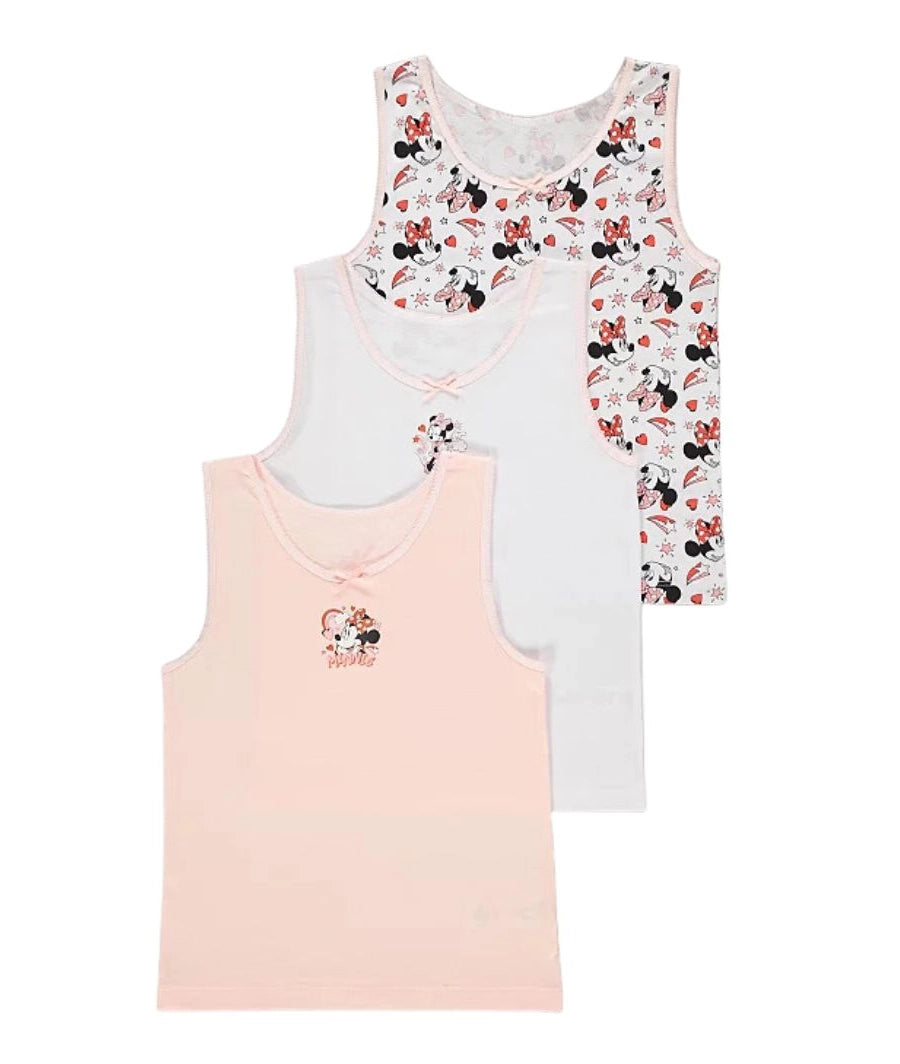 Disney Minnie Mouse Character Pink Vests 3 Pack