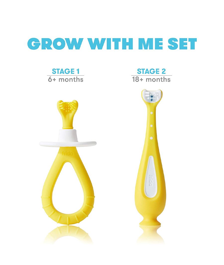 Grow-with-Me Training Toothbrush Set | Infant to Toddler Toothbrush Oral Care for Sensitive Gums by Frida Baby – Image 2