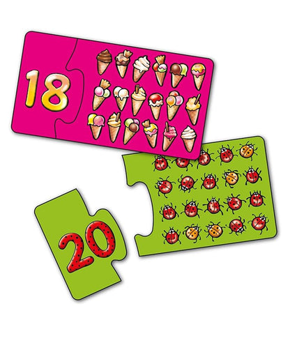 Orchard Toys Match and Count Jigsaws, Learn to Count from 1-20, Match Number and Picture, 20 in a Box, Educational, Number Skills for Kids Age 3+ – Image 2
