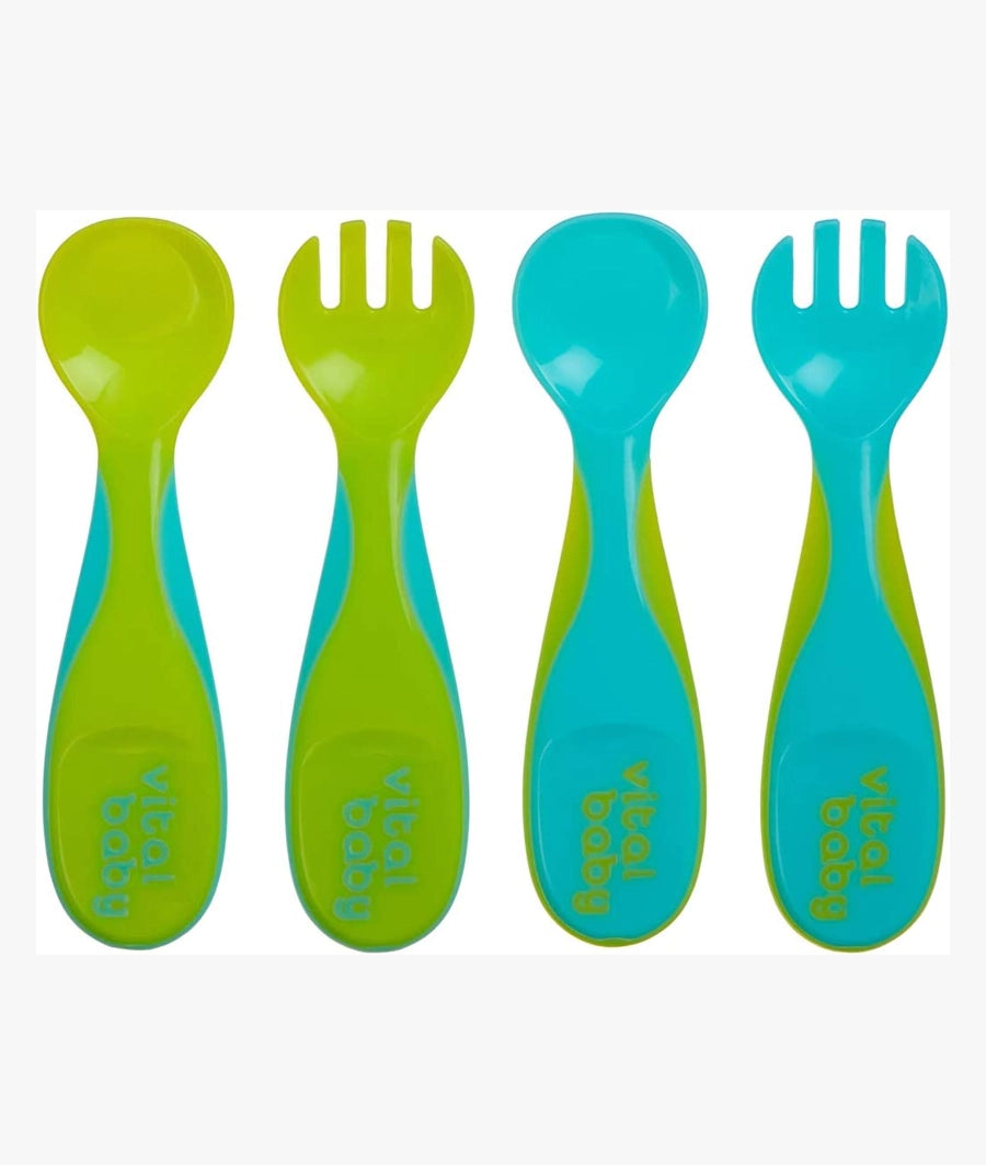 Vital Baby Nourish Chunky Cutlery Set, Pop, 4 Count, green