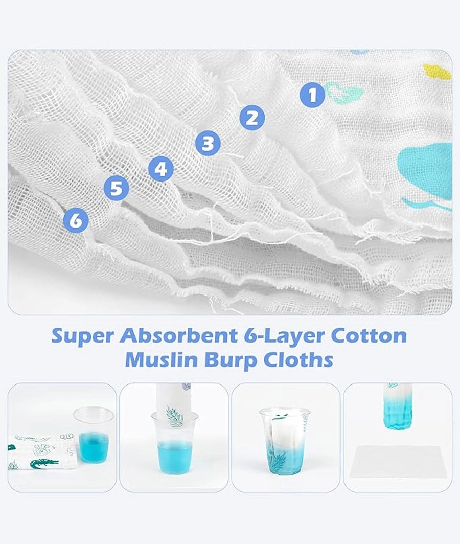 Muslin Burp Cloths for Baby 6 pack – Image 5