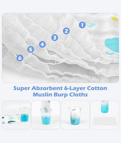 Muslin Burp Cloths for Baby 6 pack – Image 5