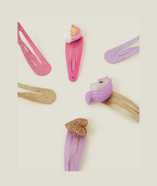 6-Pack Girls Unicorn Hair Clips – Image 2