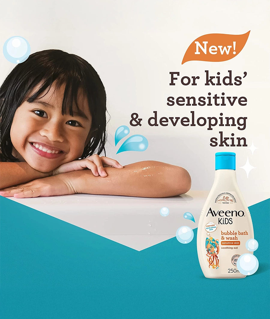 Aveeno Baby KIDS Bubble Bath &amp; Wash 250ml | Enriched with Soothing Oat Extract – Image 2