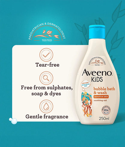 Aveeno Baby KIDS Bubble Bath &amp; Wash 250ml | Enriched with Soothing Oat Extract – Image 3