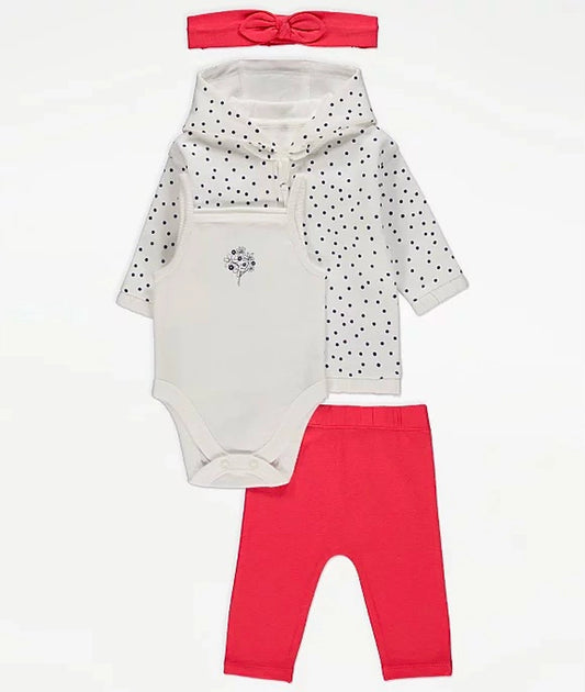 Red Polka Dot Print 4 Piece Outfit