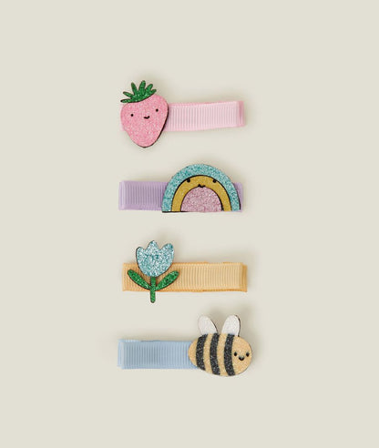 4-Pack Girls Spring Garden Salon Hair Clips